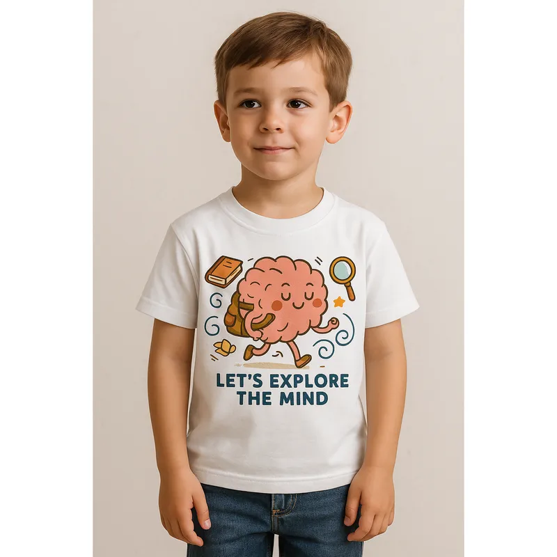 Zihnin Keşfi – Eğlenceli Beyin Karakterli Çocuk T-shirt - Görsel 2